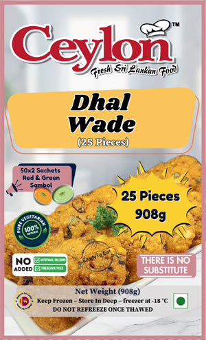 CEYLON 25PCS (908g) MINI DHAL WADE X 12 WITH RED and GREEN SAMBOL