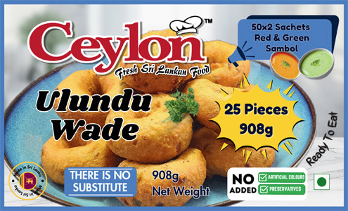 CEYLON 25PCS (908g) MINI ULUNDU WADE X 12 WITH RED and GREEN SAMBOL