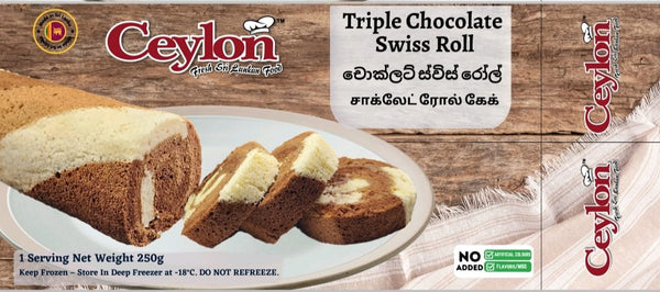 CEYLON 250g X 25 TRIPLE CHOCOLATE SWISS ROLL