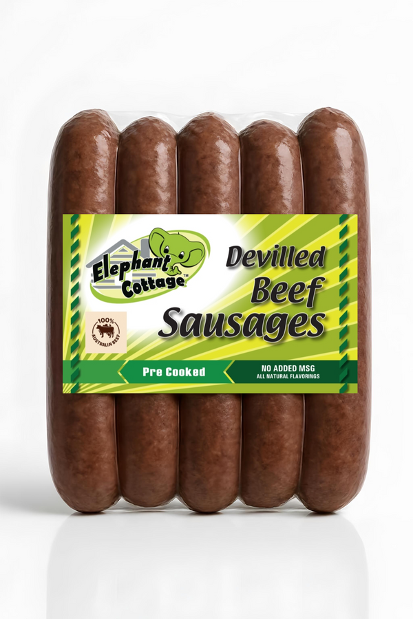 ELEPHANT COTTAGE DEVILLED BEEF SAUSAGES 360g X 30